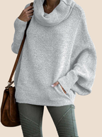 Women's Cowl Neck Pullover Sweaters with Pockets