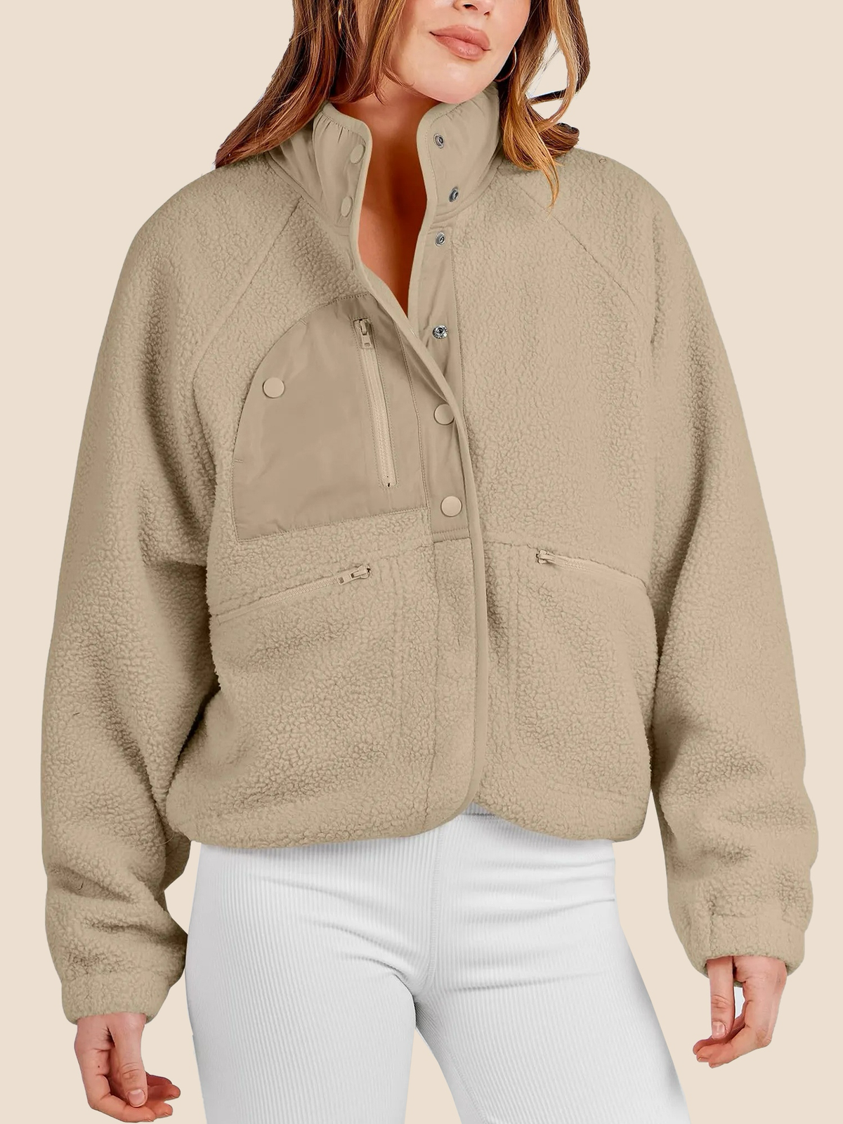 Women's  Button Down Fuzzy Fleece Jacket