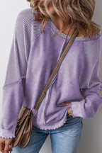 Women's  Reverse Seam Waffle Knit Sweatshirt