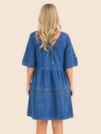 Women's V-Neck Denim Babydoll Dress