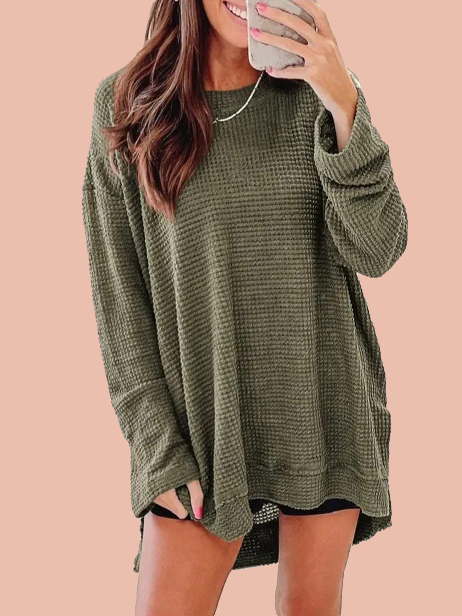 Women's Oversized Waffle Knit Top