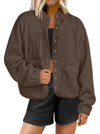 Women's  Button Down Fuzzy Fleece Jacket