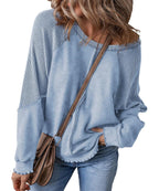 Women's  Reverse Seam Waffle Knit Sweatshirt