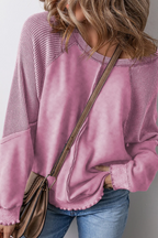 Women's  Reverse Seam Waffle Knit Sweatshirt