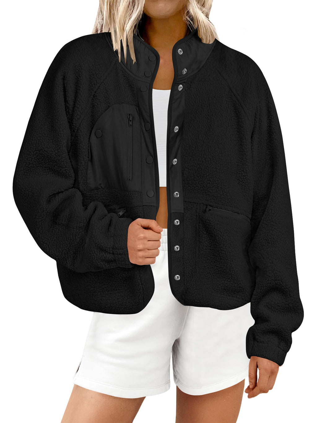 Women's  Button Down Fuzzy Fleece Jacket