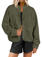 Women's  Button Down Fuzzy Fleece Jacket