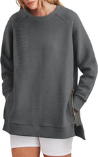 Women's Side Zipper Oversized Sweatshirt