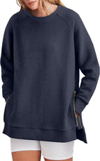Women's Side Zipper Oversized Sweatshirt