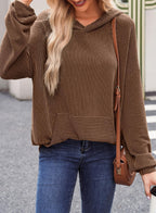 Women's Ribbed Knit Pullover Hoodie