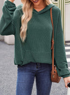 Women's Ribbed Knit Pullover Hoodie