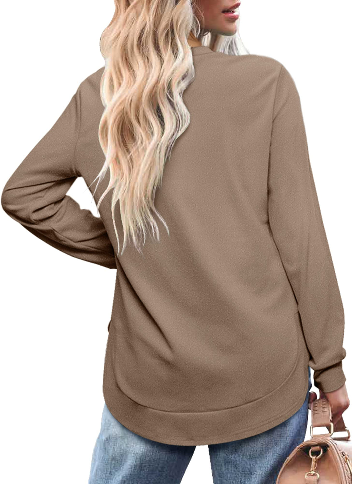Women's High Low Curved Hem Tops