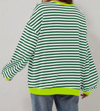 Women's Oversized Striped Long Sleeve Pullover