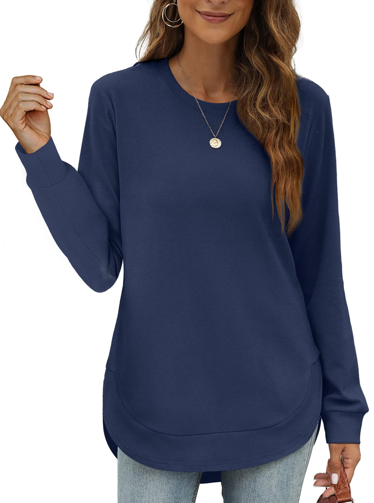 Women's High Low Curved Hem Tops