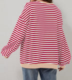 Women's Oversized Striped Long Sleeve Pullover