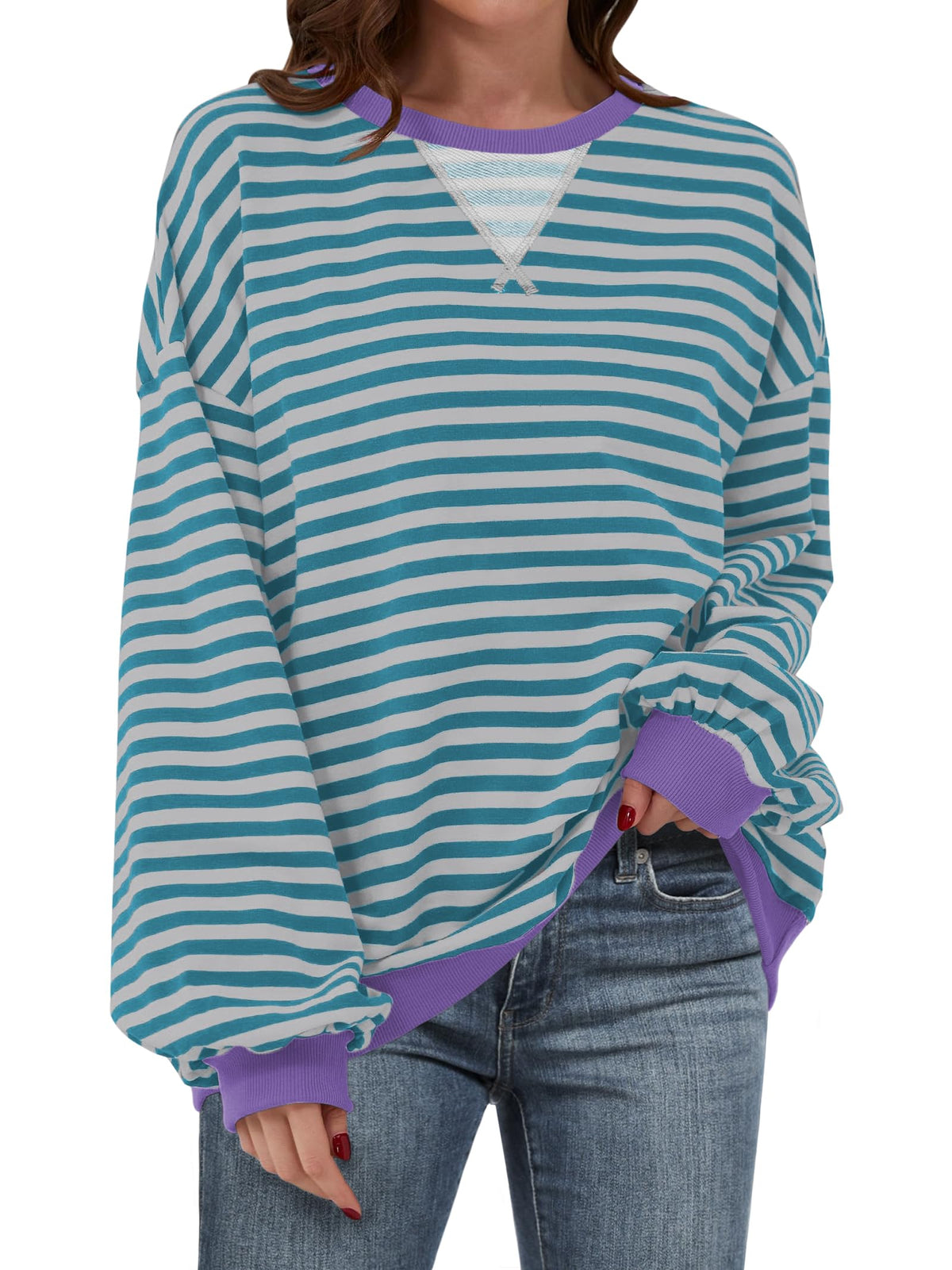 Women's Striped Oversized Sweatshirt