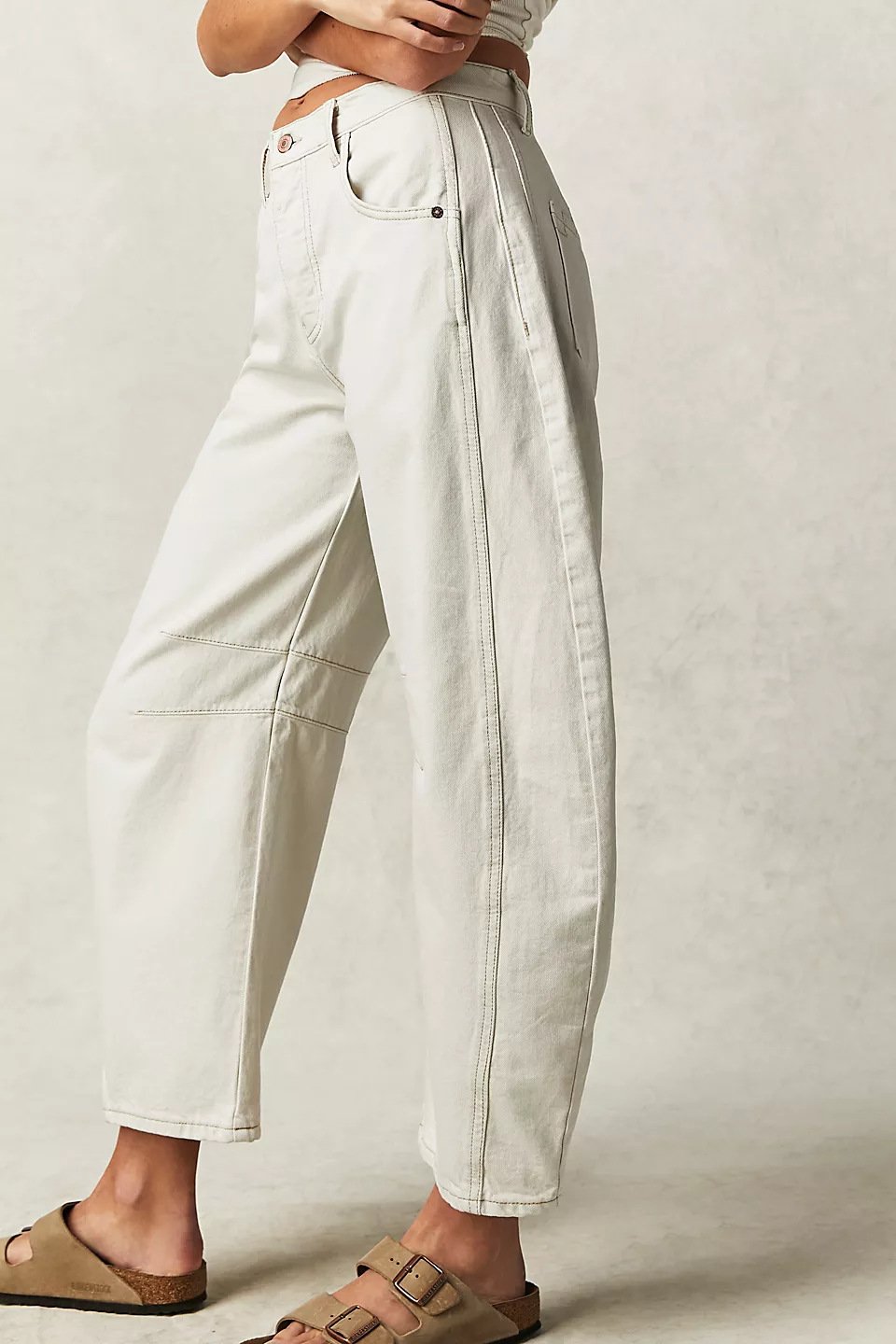 High Stretch Mid-Rise Barrel Jeans Fashion Wide Leg Shape