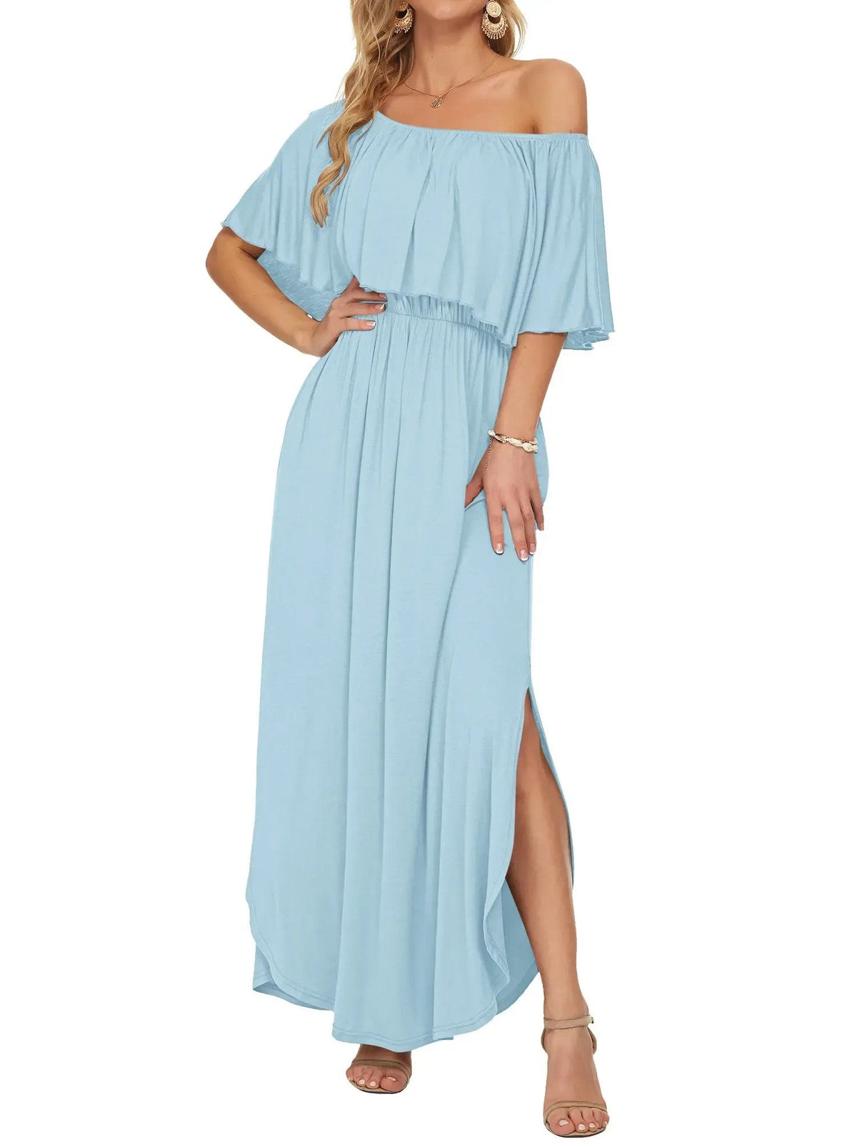 Women's Summer Floral Off-the-Shoulder Maxi Dress