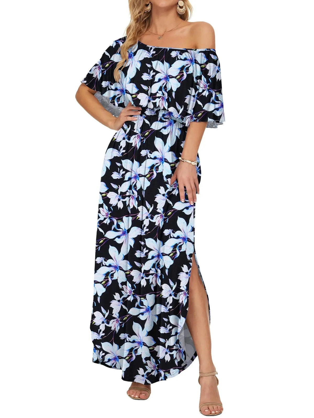 Women's Summer Floral Off-the-Shoulder Maxi Dress