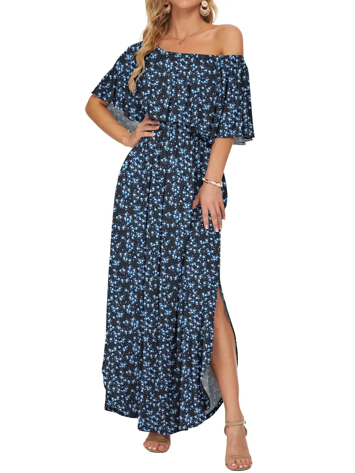 Women's Summer Floral Off-the-Shoulder Maxi Dress