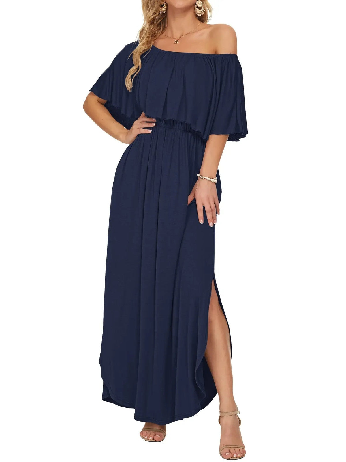 Women's Summer Floral Off-the-Shoulder Maxi Dress