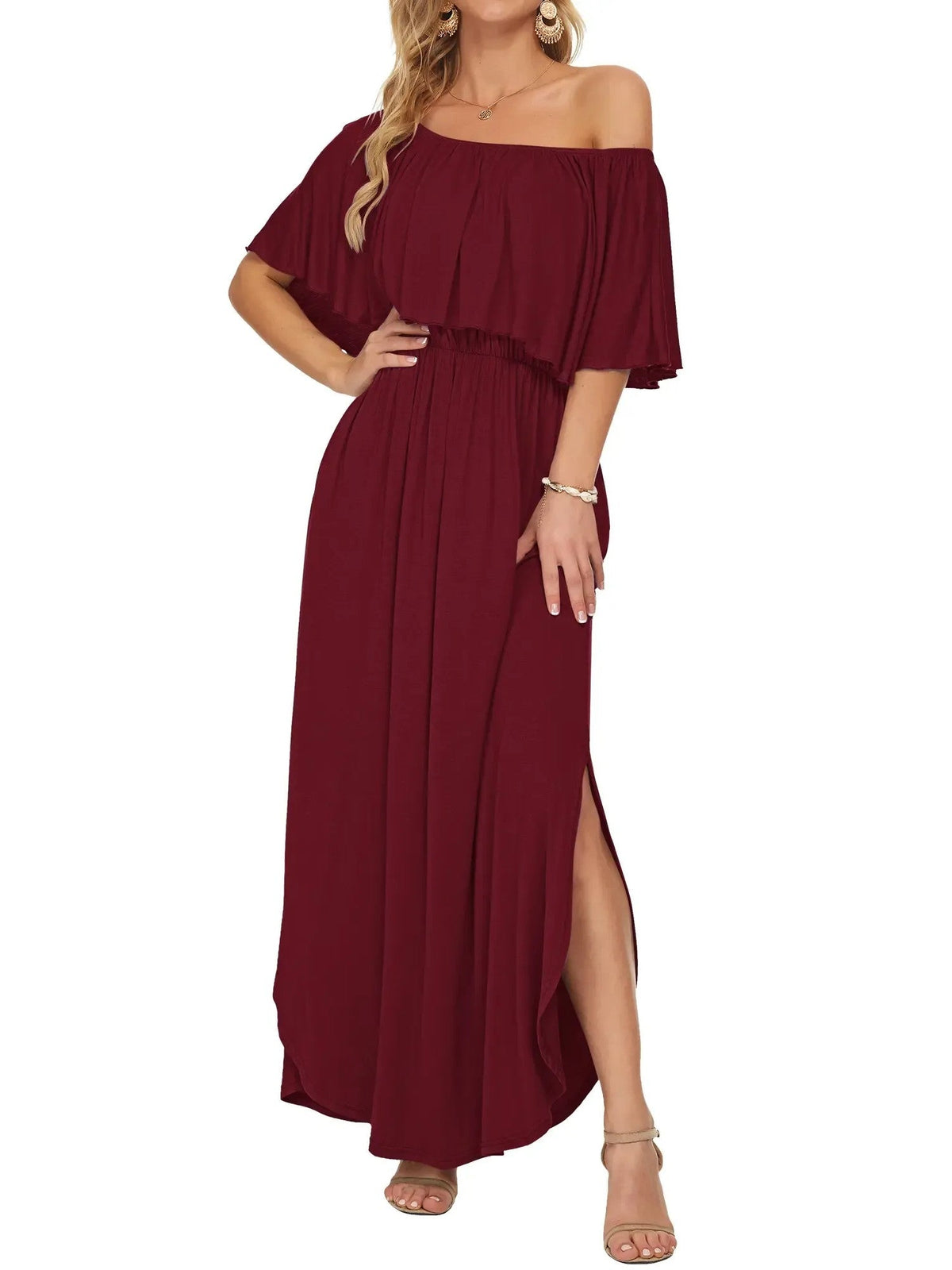 Women's Summer Floral Off-the-Shoulder Maxi Dress