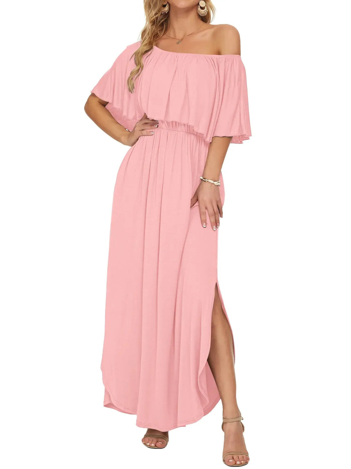 Women's Summer Floral Off-the-Shoulder Maxi Dress