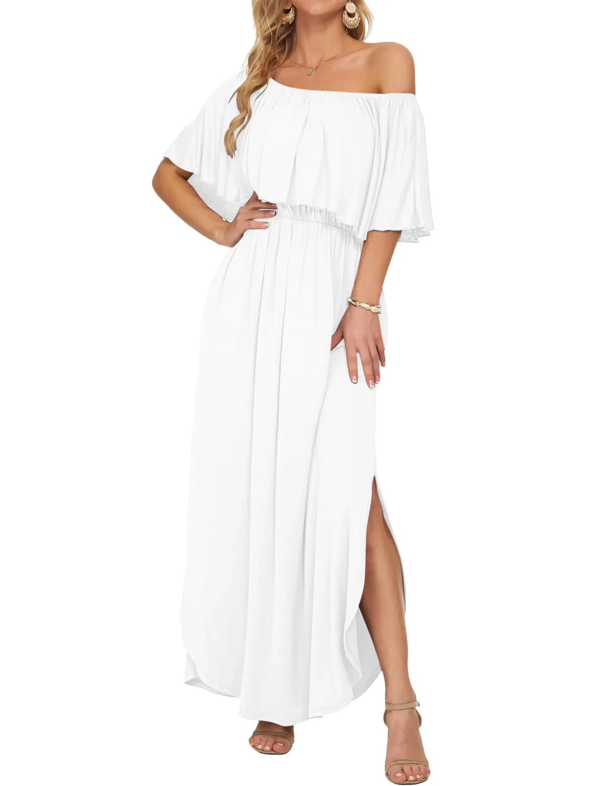 Women's Summer Floral Off-the-Shoulder Maxi Dress