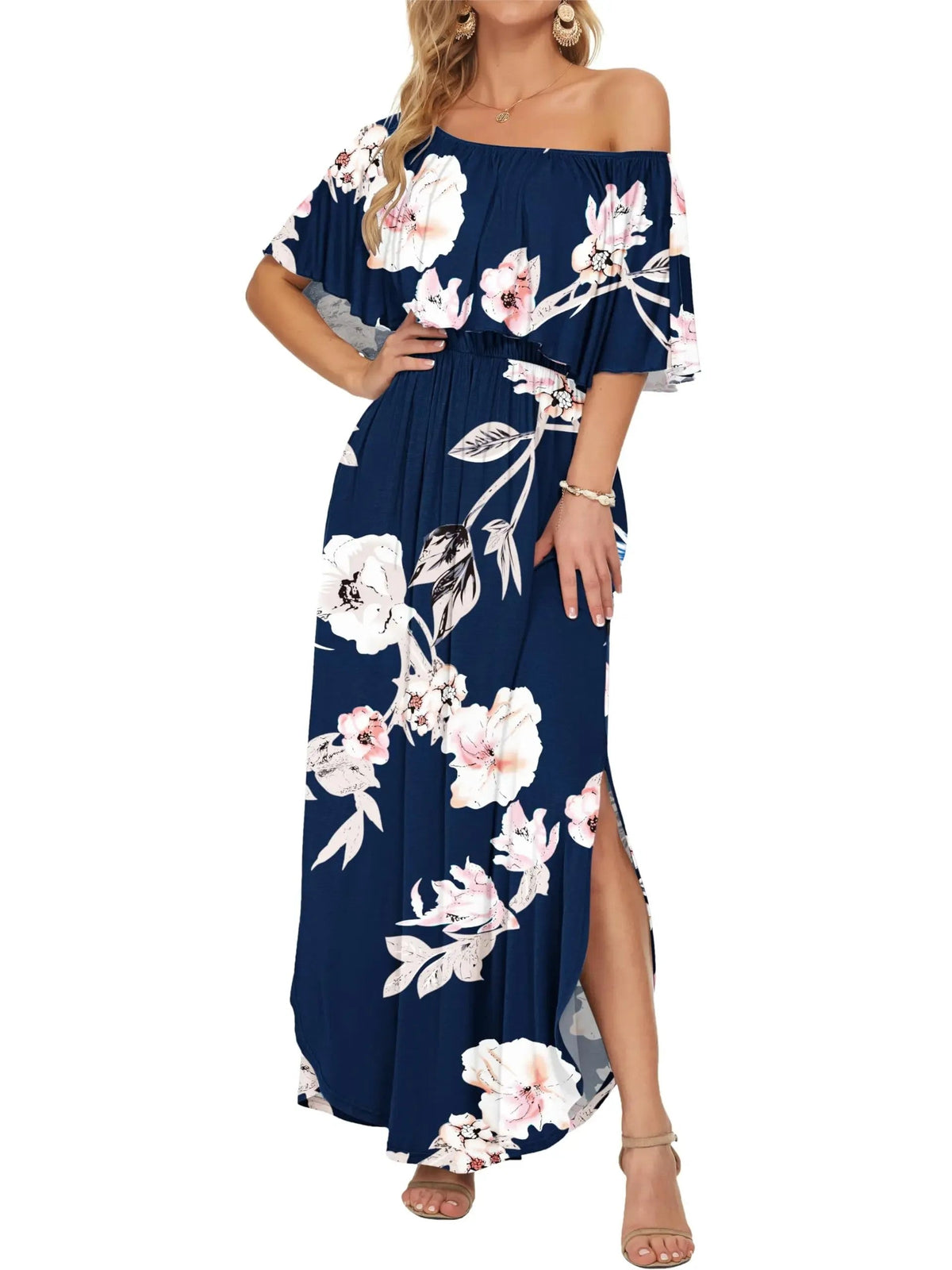 Women's Summer Floral Off-the-Shoulder Maxi Dress