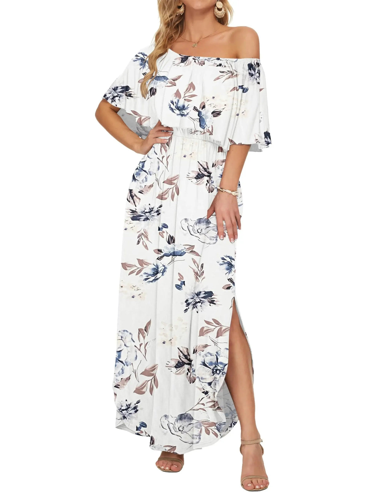 Women's Summer Floral Off-the-Shoulder Maxi Dress